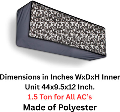 ASHTAAPAD Air Conditioner  Cover(Width: 111 cm, Grey Black White Flower)