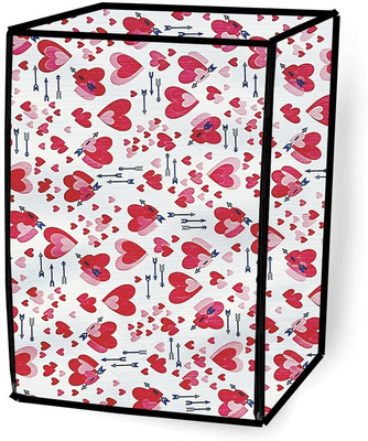 JM Homefurnishings Front Loading Washing Machine  Cover(Width: 65 cm, Pink, White)