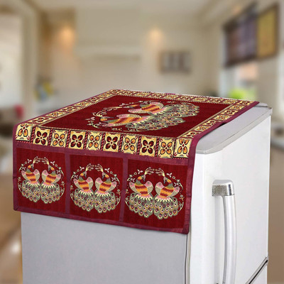 E-Retailer Refrigerator  Cover(Width: 53 cm, Maroon)