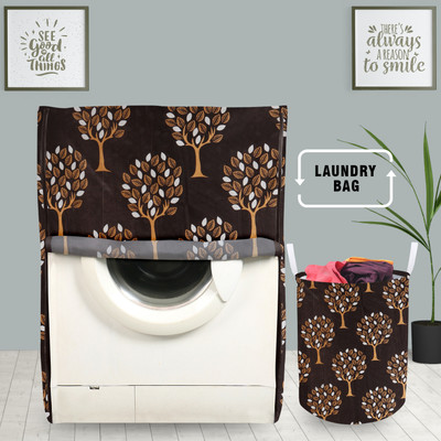 E-Retailer Front Loading Washing Machine  Cover(Width: 58 cm, Height-89cm) With 1Pc. Foldable Laundry Bag (Brown Tree, Set Contains-2Pcs)