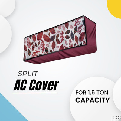 KingMatters Air Conditioner  Cover(Width: 33.02 cm, Maroon Grey Leaf)