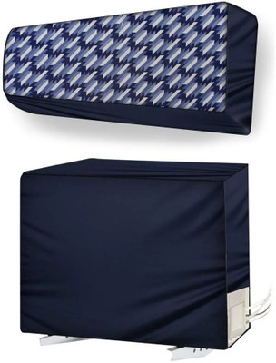 JR Creation Air Conditioner  Cover(Width: 111.8 cm, Blue Houndstooth)