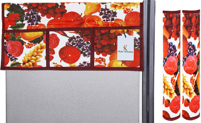 KUBER INDUSTRIES Refrigerator  Cover(Width: 56 cm, Red & White)