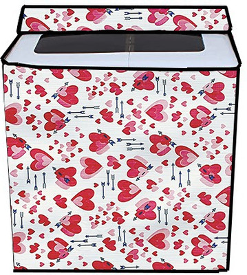 JM Homefurnishings Semi-Automatic Washing Machine  Cover(Width: 89 cm, Pink, White)