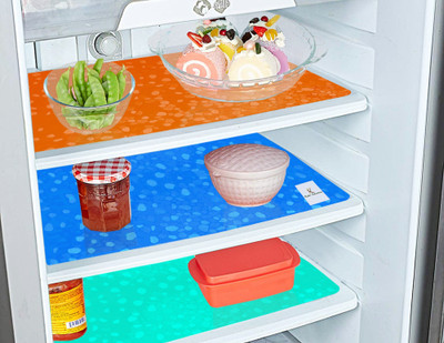 KUBER INDUSTRIES Fridge Mat(Width: 48 cm, Blue, Green and Orange)