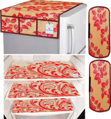 KUBER INDUSTRIES Refrigerator  Cover(Width: 56 cm, Gold & Red)