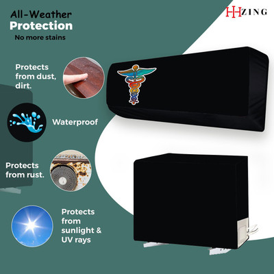 Hizing Front Loading Washing Machine  Cover(Width: 113 cm, Black, Blue)