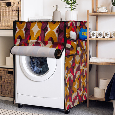 Glassiano Front Loading Washing Machine  Cover(Width: 66.05 cm, Pink & Blue)