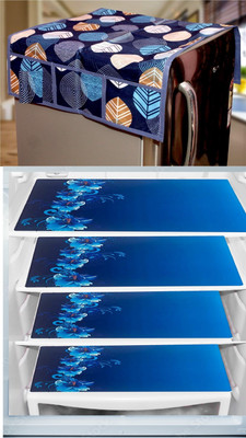 REVEXO Refrigerator  Cover(Width: 56 cm, Blue, Multicolor)