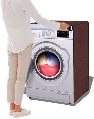 Rubieq Front Loading Washing Machine  Cover(Width: 62 cm, Brown)