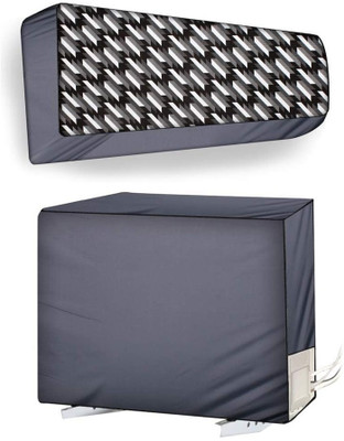 Star Weaves Air Conditioner  Cover(Width: 106 cm, Black & Grey)