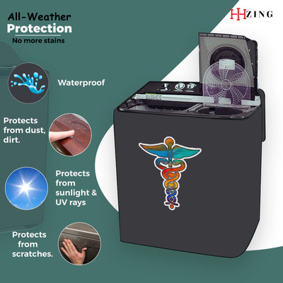 Hizing Semi-Automatic Washing Machine  Cover(Width: 72 cm, Grey, Blue)
