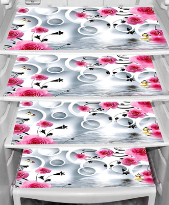 LooMantha Fridge Mat(Width: 45 cm, Pink, White)