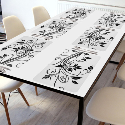 GRISHA Rectangular Pack of 6 Table Placemat(Black, PVC)