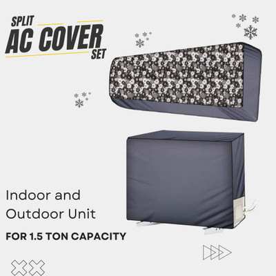 Lala Maneet Air Conditioner  Cover(Width: 111.76 cm, Grey Black White Flower)