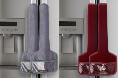 Wishland Refrigerator Handle  Cover(Width: 15 cm, Velvet Blue Brown 14X6 inches With Pocket)