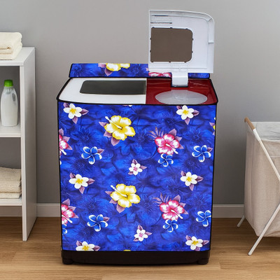 Visutra Semi-Automatic Washing Machine  Cover(Width: 86 cm, Blue with Multicolor Floral Print)