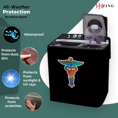 Hizing Semi-Automatic Washing Machine  Cover(Width: 77 cm, Black, Blue)