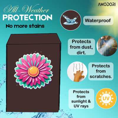 Amodori Front Loading Washing Machine  Cover(Width: 61 cm, Brown, Yellow)