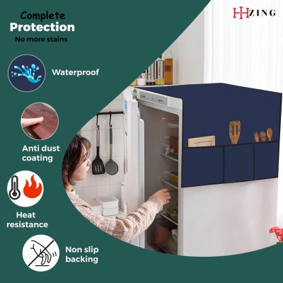Hizing Refrigerator  Cover(Width: 55.879999999999995 cm, Blue)