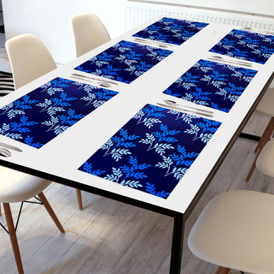 Crosmo Rectangular Pack of 6 Table Placemat(Blue, PVC)