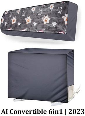 MW PRINTS Air Conditioner  Cover(Width: 111.76 cm, Grey Flower)