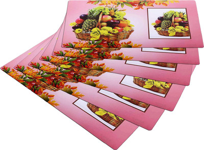 KUBER INDUSTRIES Rectangular Pack of 6 Table Placemat(Pink, PVC)