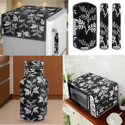 E-Retailer Refrigerator  Cover(Width: 53 cm, ) With Handle Cover, Oven Cover and LPG Gas Cylinder Cover (Black, Pack of-6Pcs)