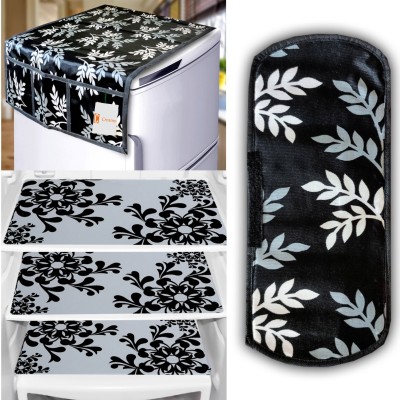 Crosmo Refrigerator  Cover(Width: 64 cm, Black, white)