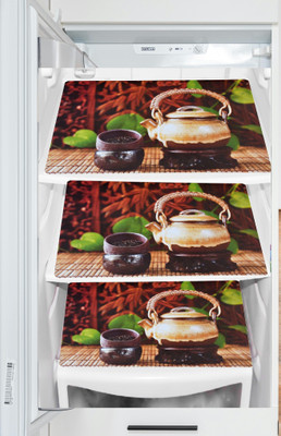 Trendy Rabbit Fridge Mat(Width: 32 cm, Red, Cream)