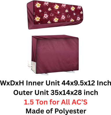 AG Creations Air Conditioner  Cover(Width: 111 cm, Maroon::Yellow)