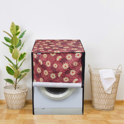 Glassiano Front Loading Washing Machine  Cover(Width: 66.04 cm, Maroon, Beige)