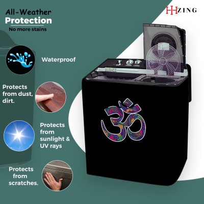 Hizing Semi-Automatic Washing Machine  Cover(Width: 88 cm, Black, Pink)