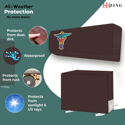 Hizing Air Conditioner  Cover(Width: 113 cm, Brown, Blue)