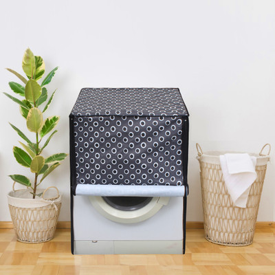 Glassiano Front Loading Washing Machine  Cover(Width: 66.04 cm, Grey, Black)
