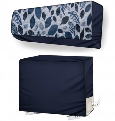 MW PRINTS Air Conditioner  Cover(Width: 88.9 cm, Blue Leaf)