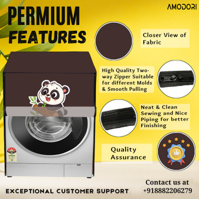 Amodori Front Loading Washing Machine  Cover(Width: 61 cm, Brown, Black)