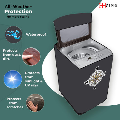Hizing Top Loading Washing Machine  Cover(Width: 56 cm, Grey, Silver)