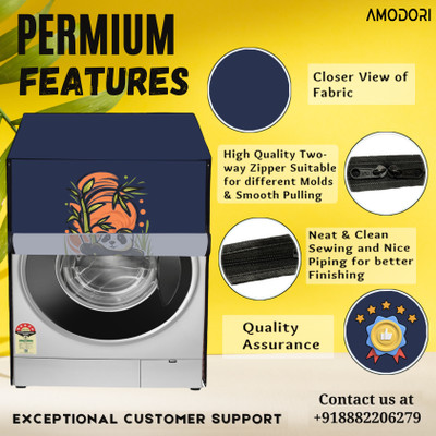 Amodori Front Loading Washing Machine  Cover(Width: 67 cm, Blue, Orange)