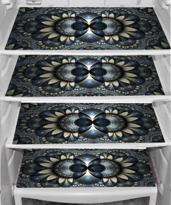 Jinaya's Fridge Mat(Width: 55 cm, Black-Floral)