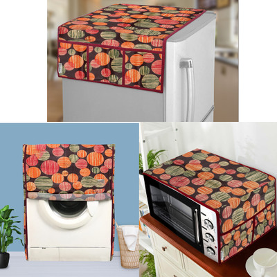 E-Retailer Refrigerator  Cover(Width: 53 cm, With Oven Cover and Front Load Washing Machine Cover (Multi, Pack of-3Pcs)