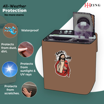 Hizing Semi-Automatic Washing Machine  Cover(Width: 92 cm, Beige, Red)