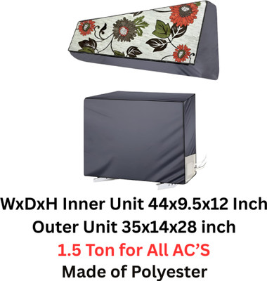 AG Creations Air Conditioner  Cover(Width: 111 cm, Grey::Orange)