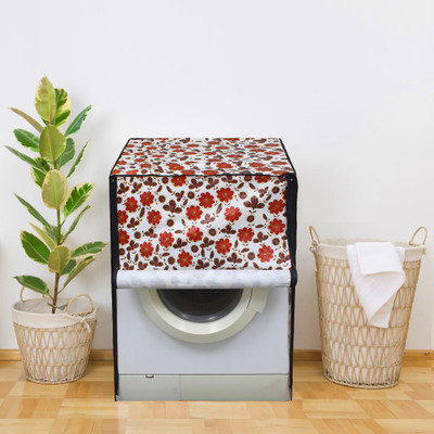 Glassiano Front Loading Washing Machine  Cover(Width: 66.04 cm, White, Orange)