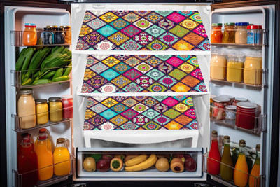 Trendy Rabbit Fridge Mat(Width: 32 cm, Multicolor, Red)