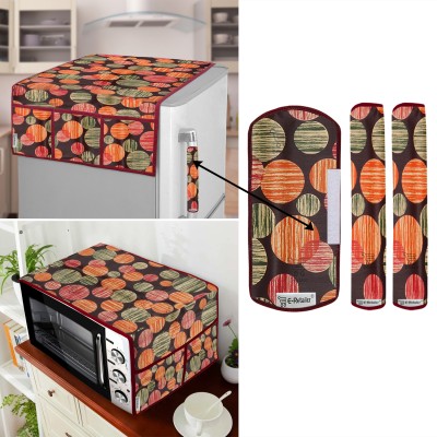 E-Retailer Refrigerator  Cover(Width: 53 cm, Length-99cm) With Handle Cover and Microwave Oven Top Cover (Multi, Pack of-5Pcs)