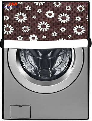 JM Homefurnishings Front Loading Washing Machine  Cover(Width: 62 cm, Gray, White)