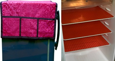 KUBER INDUSTRIES Refrigerator  Cover(Width: 98 cm, Red, Pink)