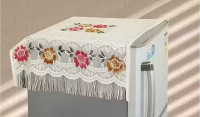 ROSE DECOR Refrigerator  Cover(Width: 58.5 cm, CREAM)