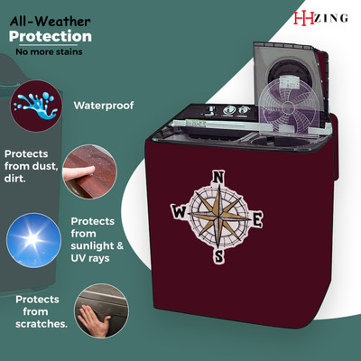 Hizing Semi-Automatic Washing Machine  Cover(Width: 81 cm, Maroon, Silver)
